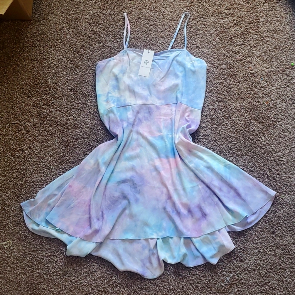 SOCIALITE Womens Aqua Blush Tie Dye Flowy Dress